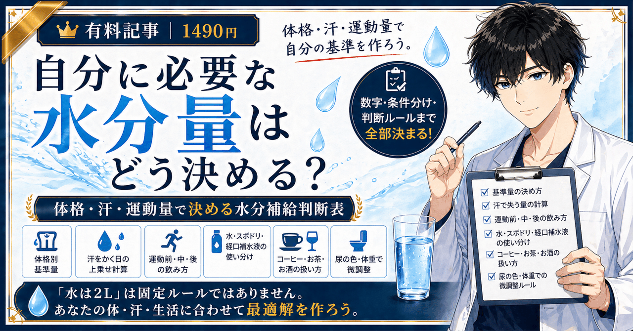 自分に必要な水分量はどう決める？ 体格・汗・運動量で決める水分補給判断表