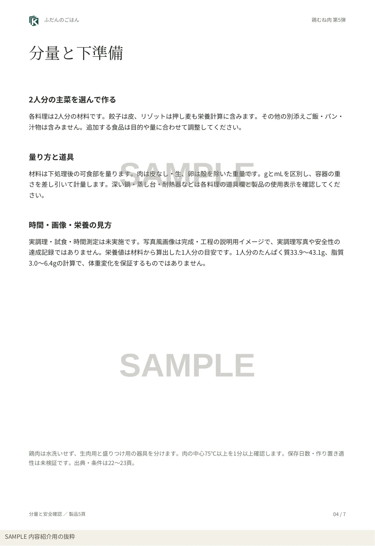 分量と下準備